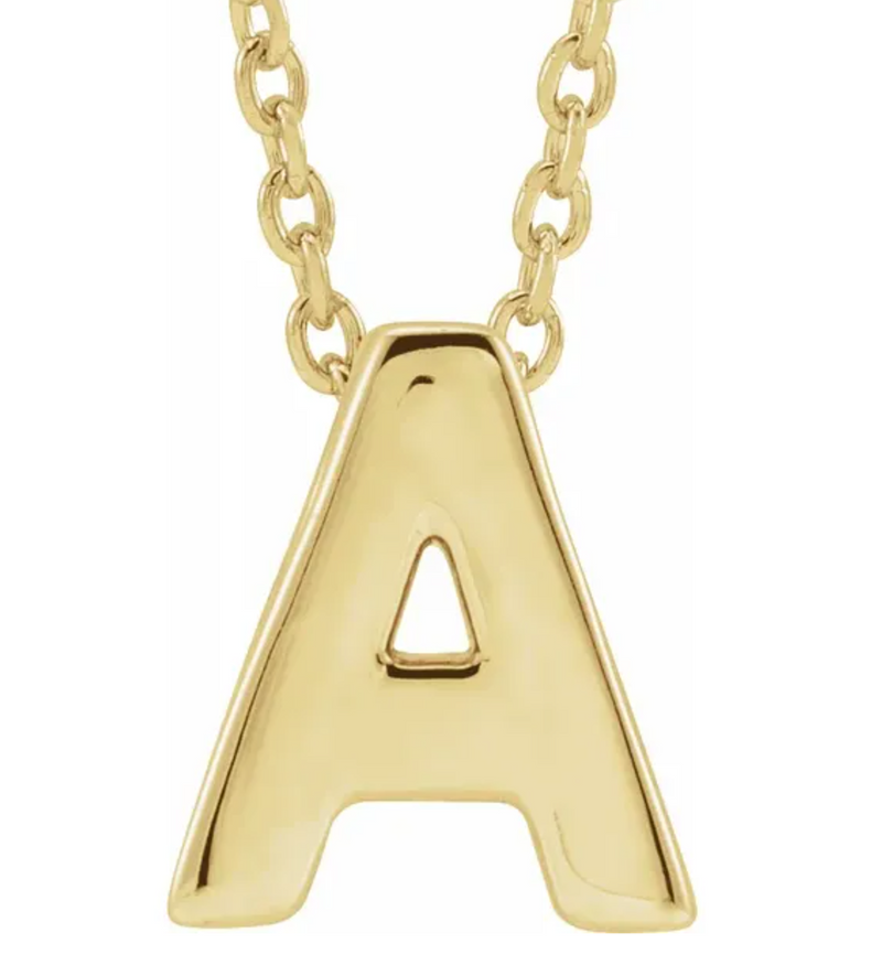 14K Yellow Plain Uppercase Initial Necklace
