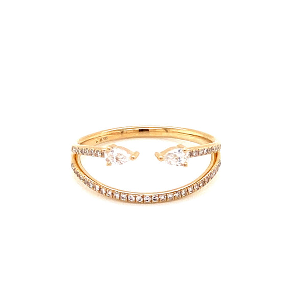 14K Yellow Gold Diamond Double Band Ring