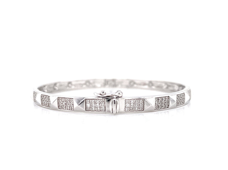 14K White Gold Diamond Studded Bangle-Bangles-majolie-