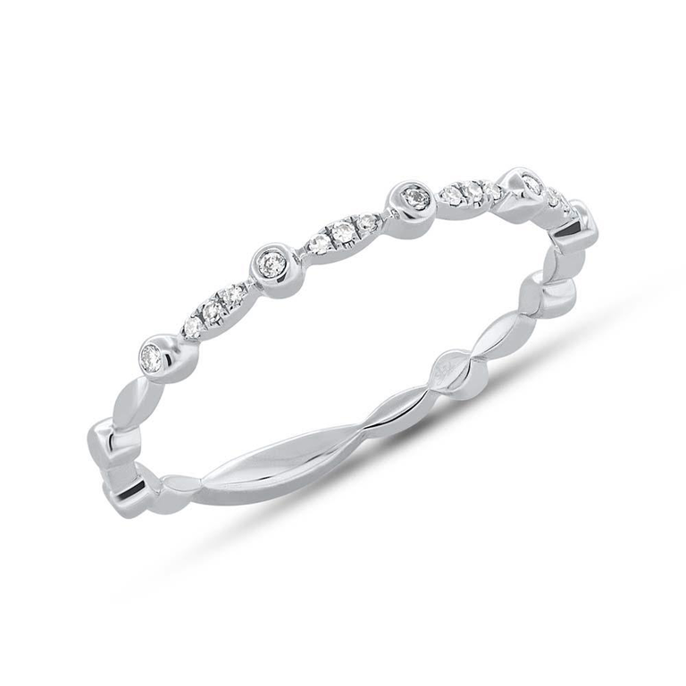 14K Yellow Gold Alternating Bezel Solitaire Diamond Stacking Ring-Rings-Maurice's Jewelers-White Gold-4-