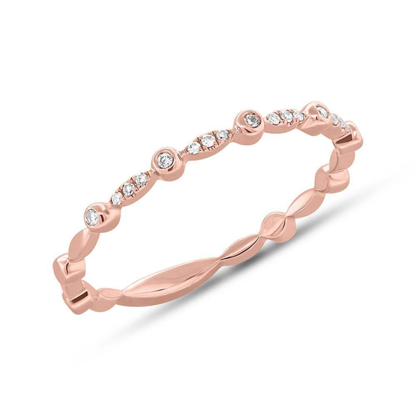 14K Rose Gold Alternating Bezel Solitaire Diamond Stacking Ring