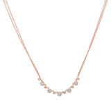 14K White Gold Alternating Diamond Halo Necklace with Double Chain-Necklaces-Maurice's Jewelers-