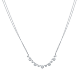 14K White Gold Alternating Diamond Halo Necklace with Double Chain-Necklaces-Maurice's Jewelers-