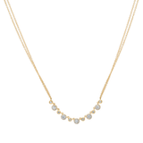 14K Yellow Gold Alternating Diamond Halo Necklace with Double Chain