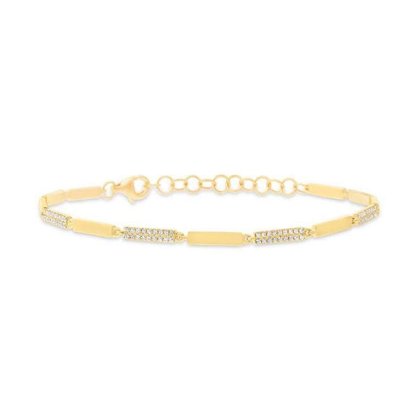 14K Yellow Gold Alternating Diamond Link Bracelet-Bracelets-Maurice's Jewelers-Yellow Gold-