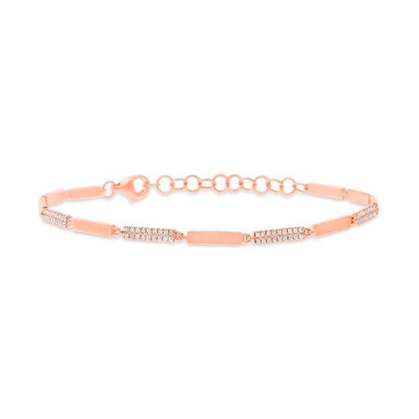 14K Rose Gold Alternating Diamond Link Bracelet-Bracelets-Maurice's Jewelers-Rose Gold-