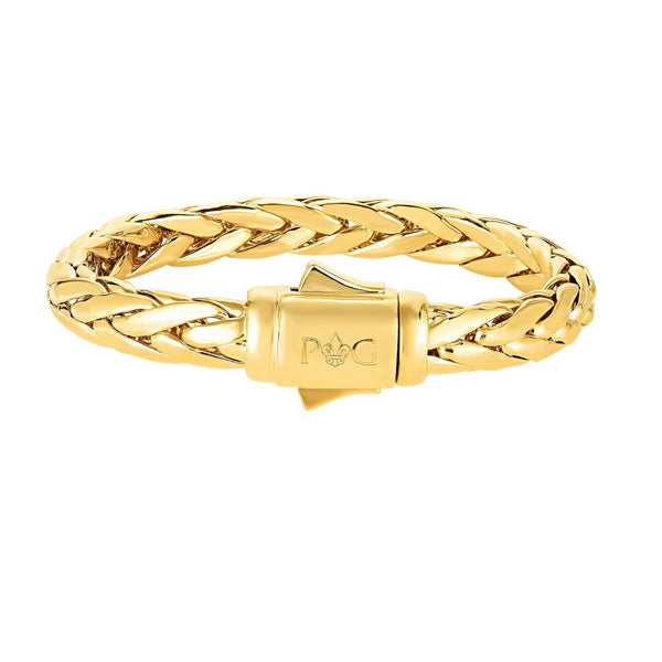 Yellow 14K  Gold Woven Bold Half Round Bracelet