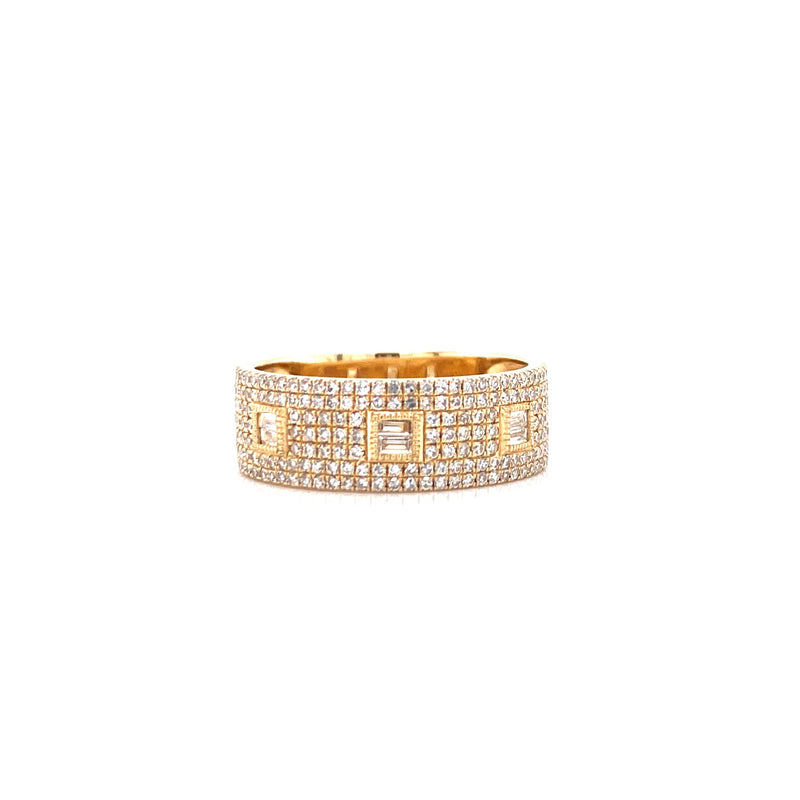 14K Yellow Gold Round & Baguette Diamond Ring