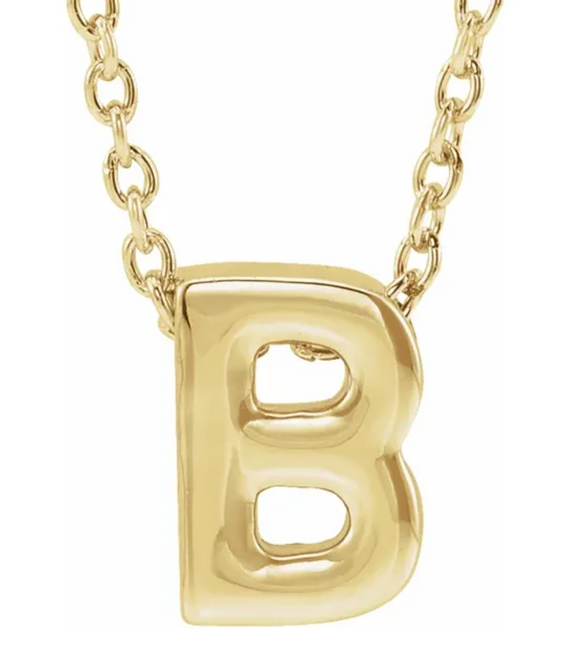 14K Yellow Plain Uppercase Initial Necklace-Necklaces-Maurice's Jewelers-B-