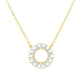 14K White Gold Baguette Diamond Circle Necklace-Necklaces-Maurice's Jewelers-Yellow Gold-