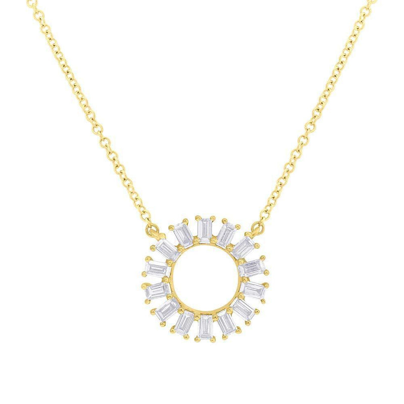 14K White Gold Baguette Diamond Circle Necklace-Necklaces-Maurice's Jewelers-Yellow Gold-