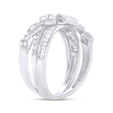 14K White Gold Baguette Diamond Crossover Ring-Rings-Maurice's Jewelers-