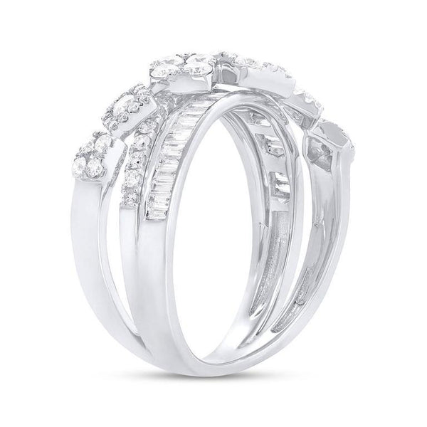 14K White Gold Baguette Diamond Crossover Ring