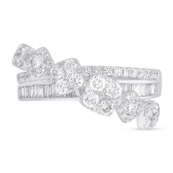 14K White Gold Baguette Diamond Crossover Ring-Rings-Maurice's Jewelers-
