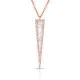 14K Yellow Gold Baguette Diamond Long Dagger Necklace-Necklaces-majolie-Rose Gold-