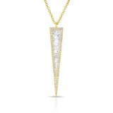 14K Yellow Gold Baguette Diamond Long Dagger Necklace-Necklaces-majolie-Yellow Gold-