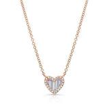 14K Yellow Gold Baguette Diamond Petite Heart Necklace-Necklaces-majolie-Rose Gold-