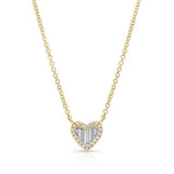 14K Yellow Gold Baguette Diamond Petite Heart Necklace-Necklaces-majolie-Yellow Gold-