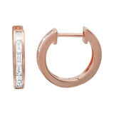 14K Yellow Gold Baguette Diamond Single Row Huggie Earring-Earrings-superbell-Rose Gold-