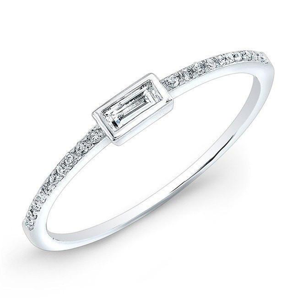 14K White Gold Baguette Diamond Stackable Ring-Rings-majolie-White Gold-4-