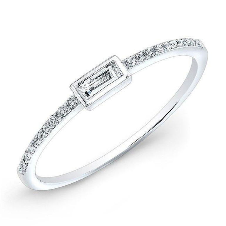 14K White Gold Baguette Diamond Stackable Ring-Rings-majolie-White Gold-4-
