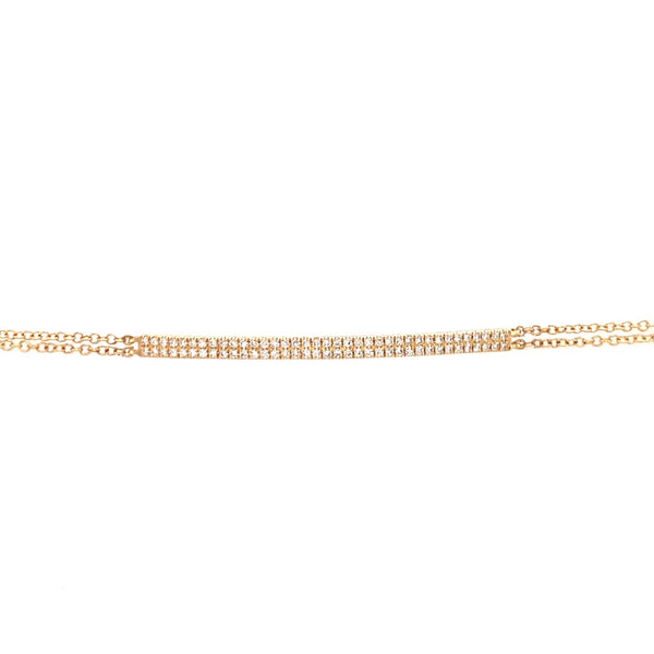 14K Yellow Gold Diamond Double Row Bar Bracelet
