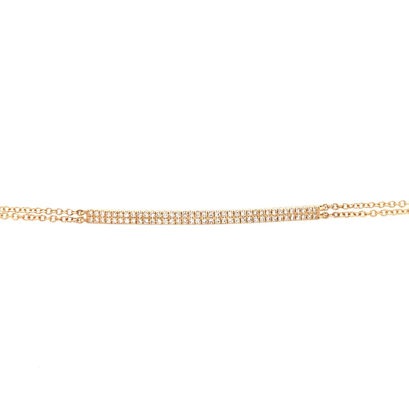 14K Yellow Gold Diamond Double Row Bar Bracelet-Bracelets-majolie-