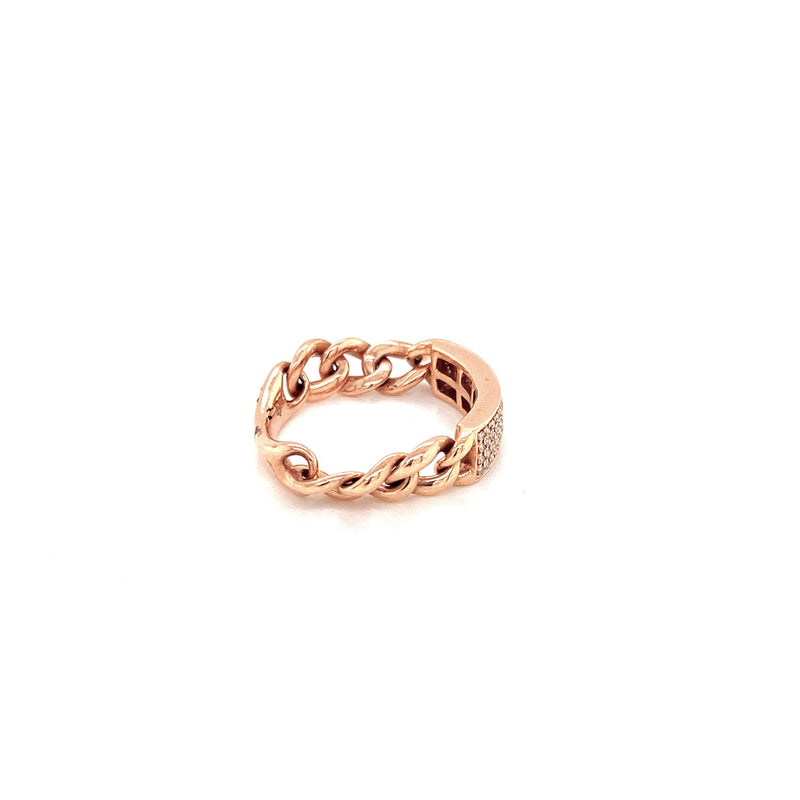 14K Rose Gold Diamond Pave Top Curb Link Ring