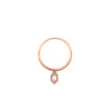 14K Rose Gold Round + Duchess Diamond Charm Ring