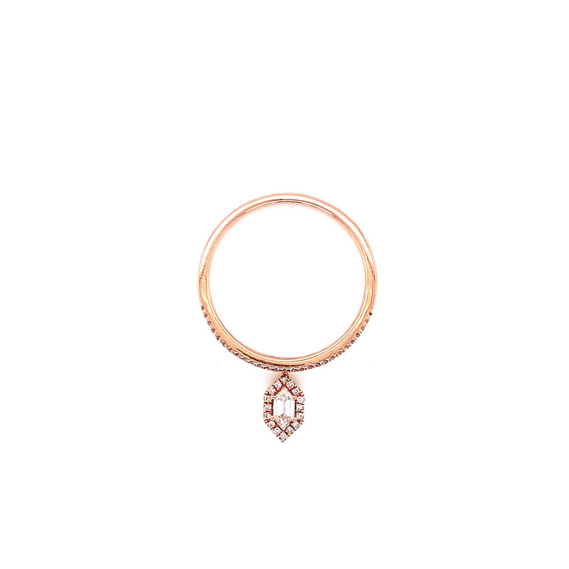 14K Rose Gold Round + Duchess Diamond Charm Ring-Rings-Maurice's Jewelers-