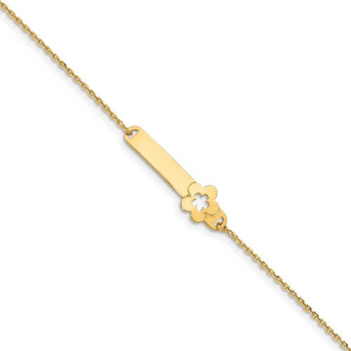 14K Yellow Polished Flower ID Bracelet