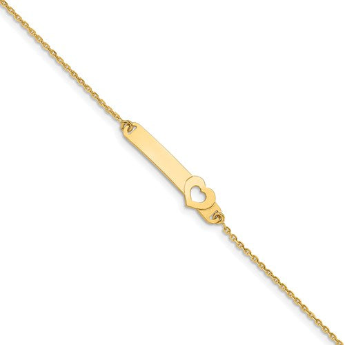 14K Yellow Polished Heart ID Bracelet