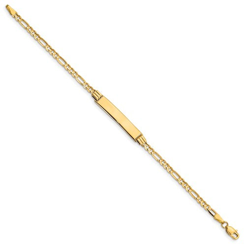 14K Yellow Gold 6" Figaro Link Child ID Bracelet-baby bracelet-Maurice's Jewelers-