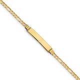 14K Yellow Gold 6" Figaro Link Child ID Bracelet-baby bracelet-Maurice's Jewelers-
