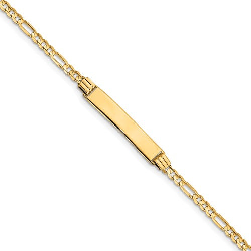 14K Yellow Gold 6" Figaro Link Child ID Bracelet