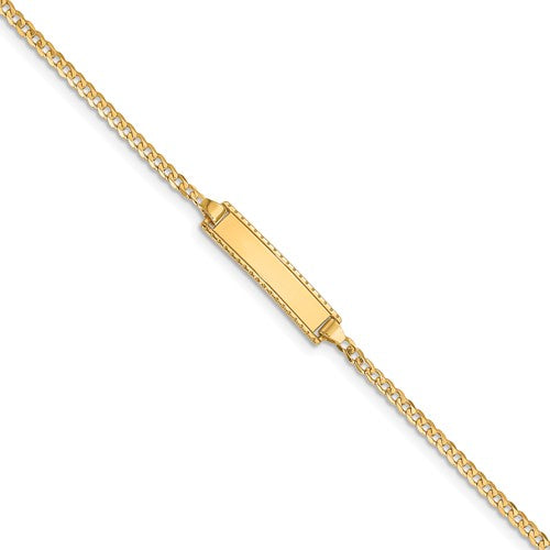 14K Yellow Gold 6in Engraveable Curb Link Baby/Child ID Bracelet-baby bracelet-Maurice's Jewelers-