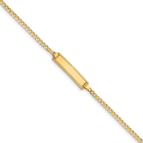 14K Yellow Gold 6in Engraveable Curb Link Baby/Child ID Bracelet