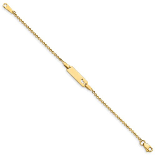 14k Yellow Gold Children's Heart ID Bracelet