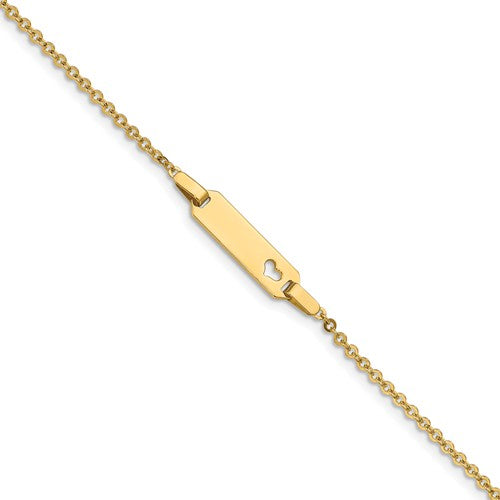 14k Yellow Gold Children's Heart ID Bracelet