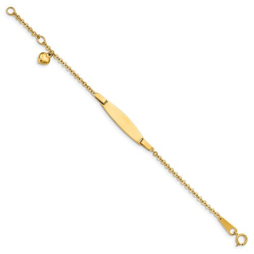 14k Yellow Gold Polished With Heart Baby ID Bracelet