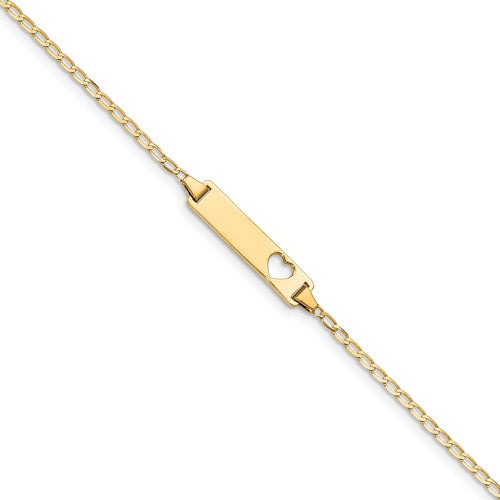 14K Yellow Gold Baby ID Bracelet with Heart Cut Out