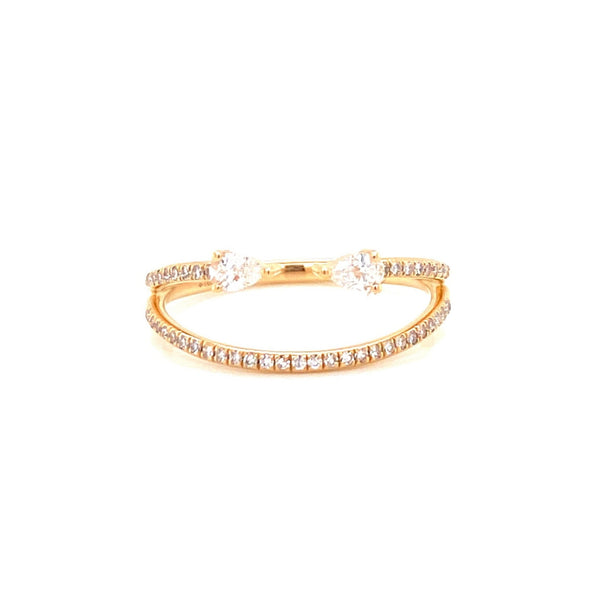 14K Yellow Gold Diamond Double Band Ring