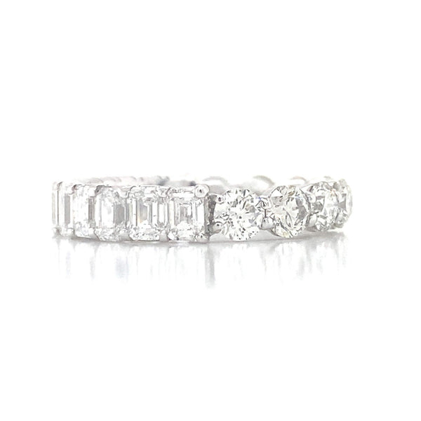 18K White Gold Round + Emerald Eternity Band-Rings-UNISON (CBG)-