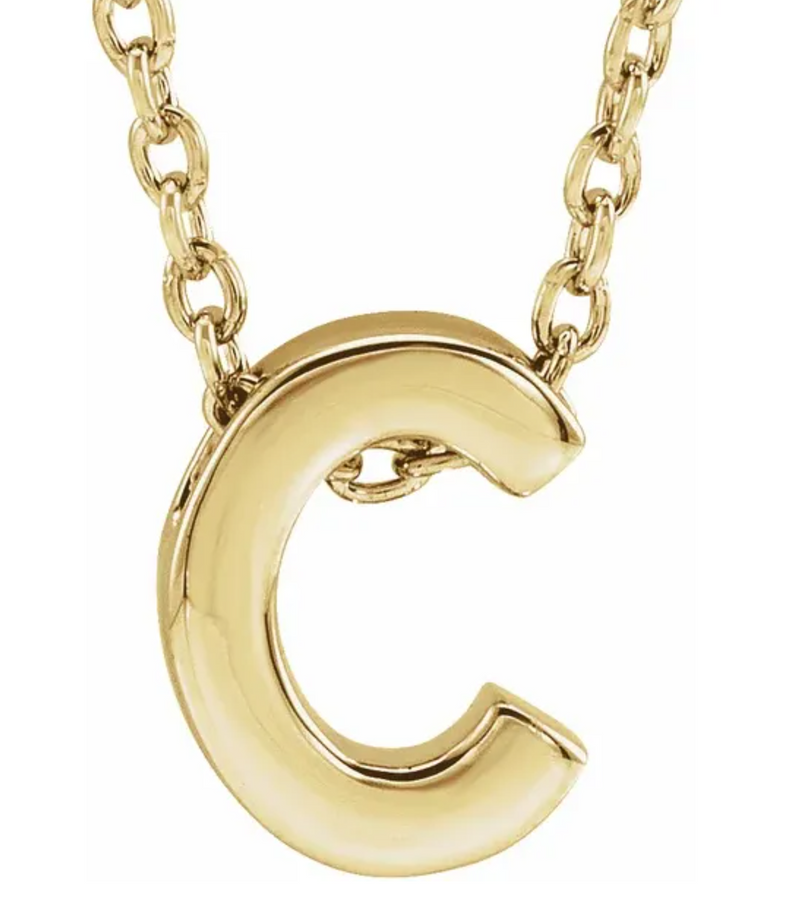 14K Yellow Plain Uppercase Initial Necklace-Necklaces-Maurice's Jewelers-C-