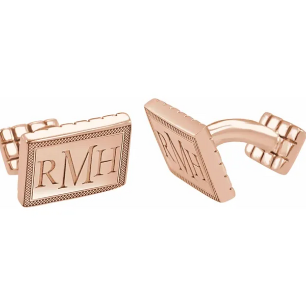 Sterling Silver 3-Letter Serif Monogram Cuff Links