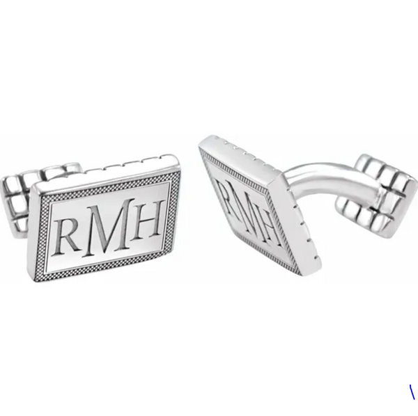 Sterling Silver 3-Letter Serif Monogram Cuff Links-CUFFLINKS-stuller-Sterling Silver-