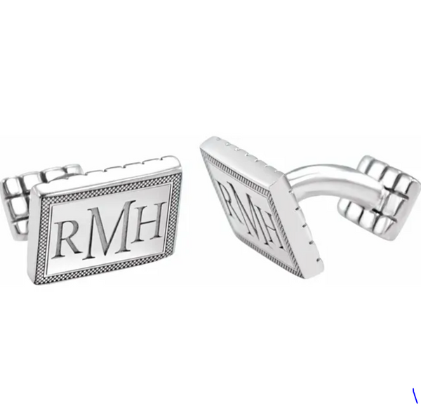 Sterling Silver 3-Letter Serif Monogram Cuff Links