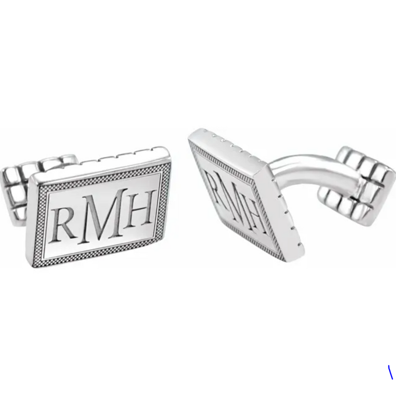 Sterling Silver 3-Letter Serif Monogram Cuff Links-CUFFLINKS-stuller-Sterling Silver-