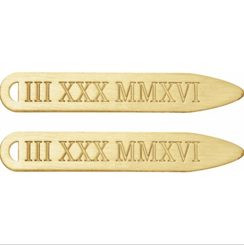 Roman Numeral Date Collar Stay-Collar Stay-Maurice's Jewelers-
