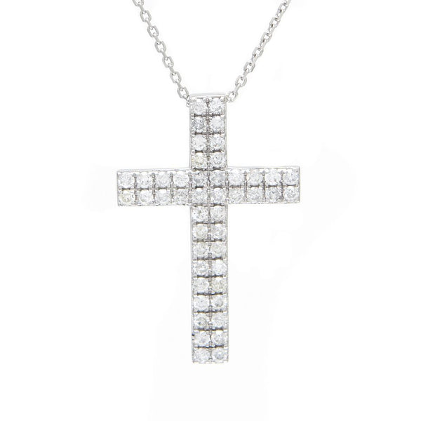 14k White Gold Diamond Cross